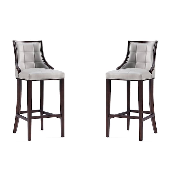 Manhattan Comfort Fifth Avenue Faux Leather Barstool in Light Grey - Set of 2 2-BS007-LG - main
